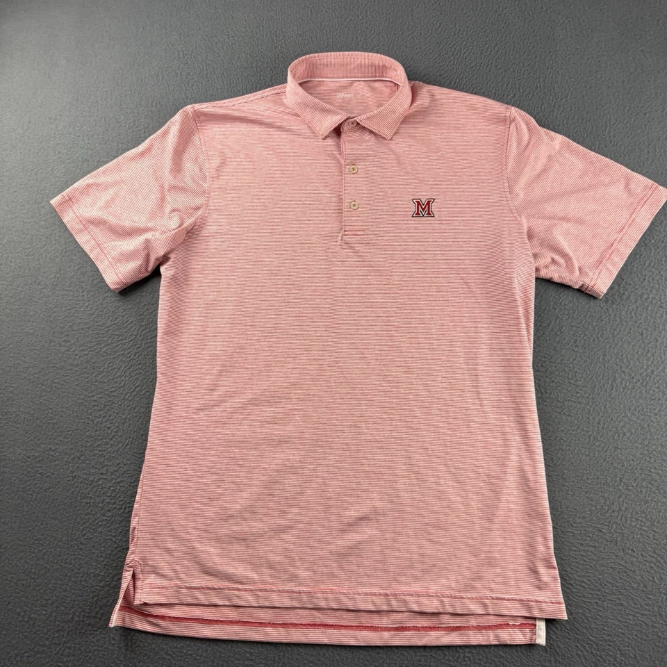 Johnnie O Shirt Men’s L Pink Polo Miami University Redhawks Oxford Stretch Golf - Image 2 of 4