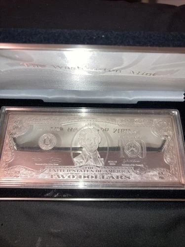 4 Troy .999 Ounces Silver SILVER PROOF BAR WASHINGTON MINT Jefferson 2 Dollars