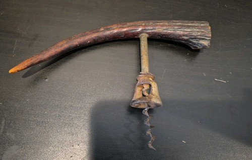 Vintage antiker großer 9" Hirschgeweih Griff Korkenzieher, Wein Flaschenöffner - Bild 4 von 5
