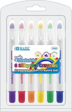 BAZIC Silky Gel Crayons 6 Color, Washable Blendable Non Toxic Watercolor