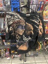 Vintage Liquid Blue T-Shirt XL All Over Print 1998 Brian Fox Native American 90s