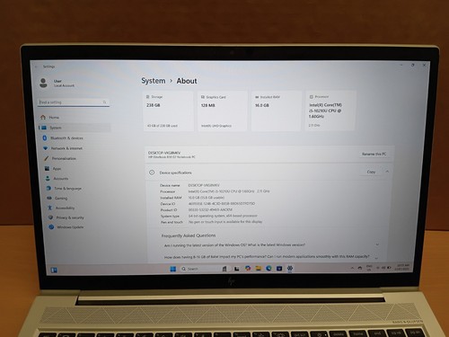 HP EliteBook 850 G7 | i5-10210U | 16GB RAM | 256GB NVMe PCIe SSD | W11pro{mc744} - Picture 4 of 11