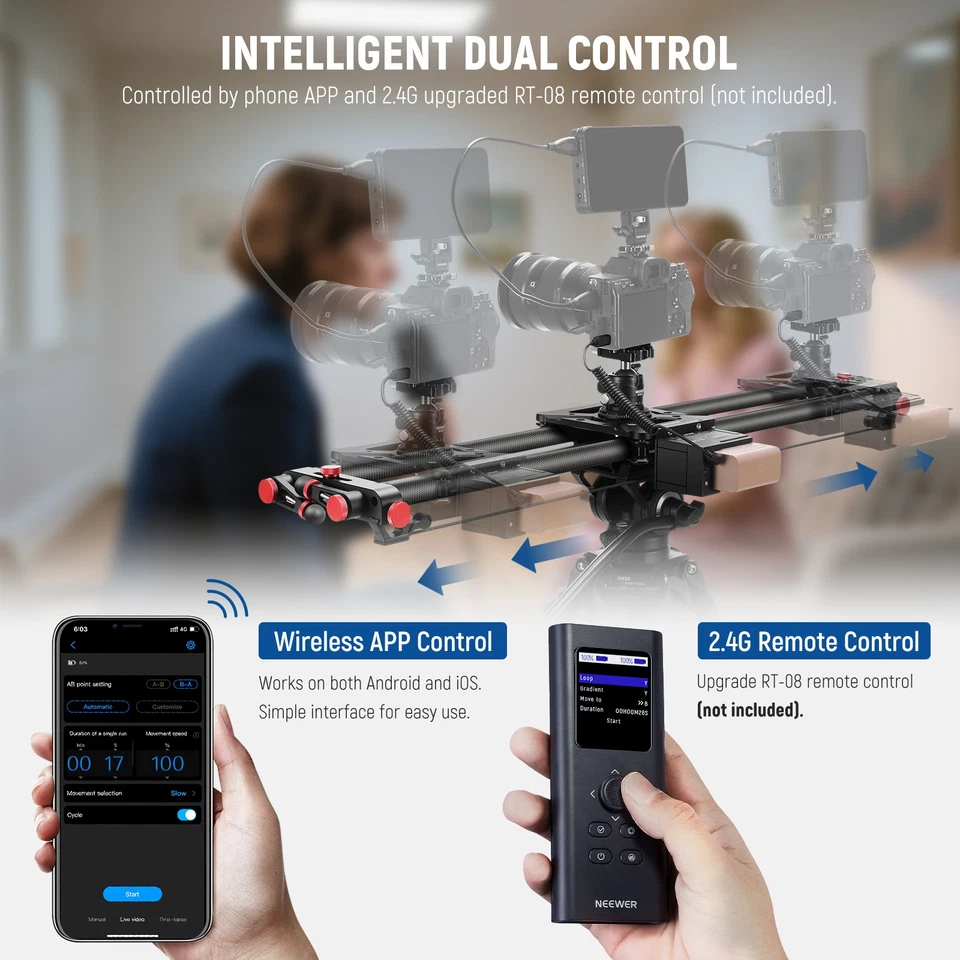 NEEWER ER1-80D 31.5" Motorized Slider w/Wireless App, 4400mAh Battery - Image 3 of 4