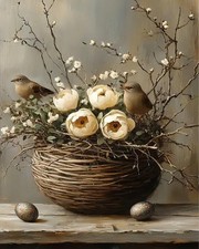 Bird Paint by Numbers Kit for Adults,Birds Flowers Paint by Number Kits for Adul