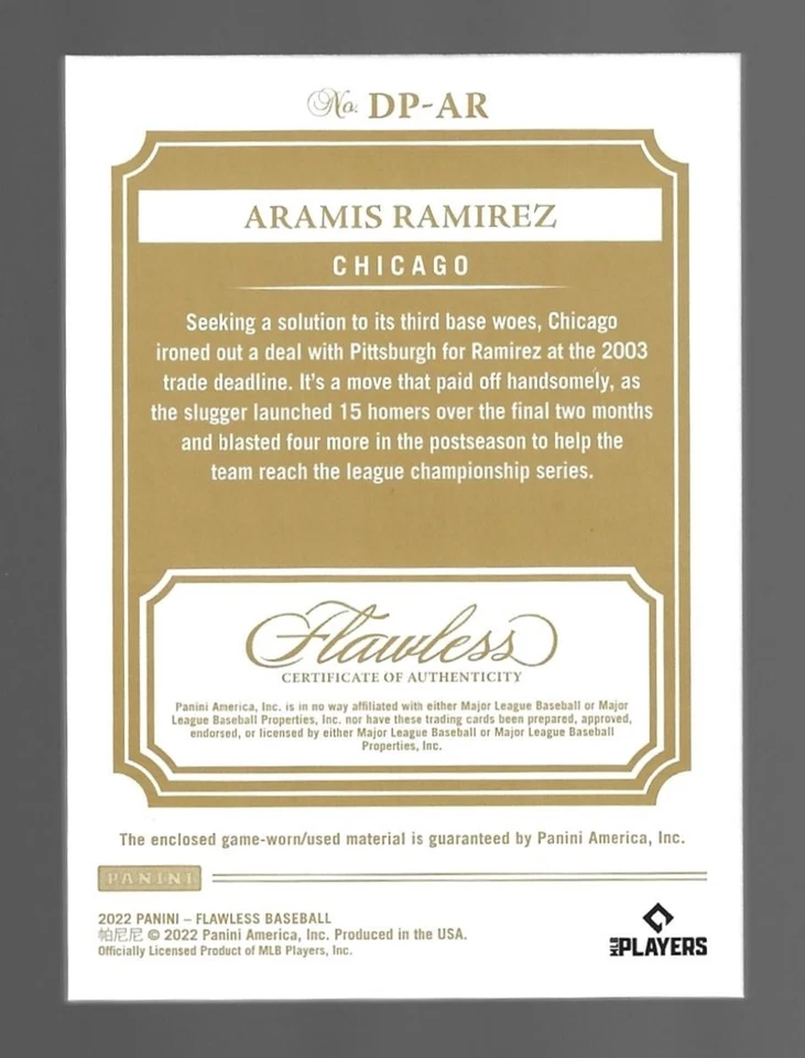 Etiqueta de lavandería Aramis Ramírez 2022 Panini impecable doble parche 4/5💲 Foto 3 de 3