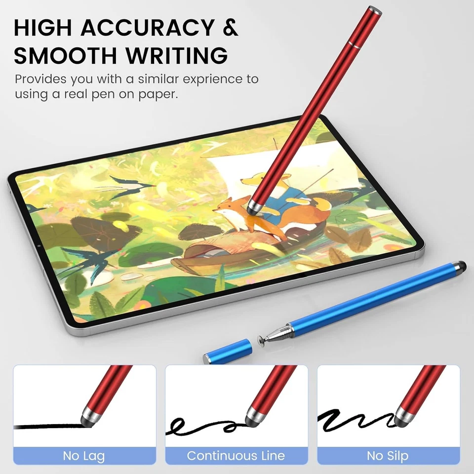 Paquete de 4 bolígrafos MEKO para pantallas táctiles, 2 en 1 alto negro/azul/púrpura/rojo  Foto 2 de 4