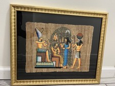 Quadro egizio con cornice Adel Ghabour Faraone su papiro firmato dea