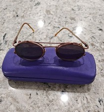 Vintage Aussie Oval Metal Frame Glasses With Clip-on Sunglasses