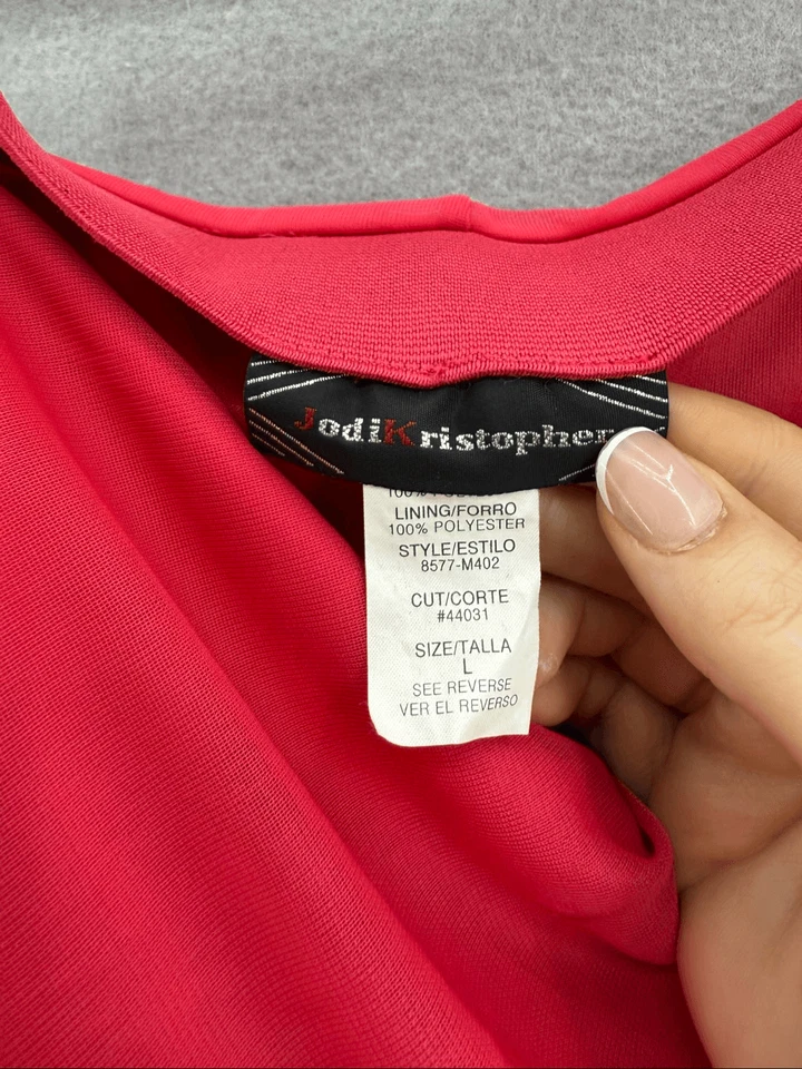 Vintage Jodi Kristopher Womens Hot Pink Strapless Ruffle Hem Formal Dress Large - Image 4 of 4