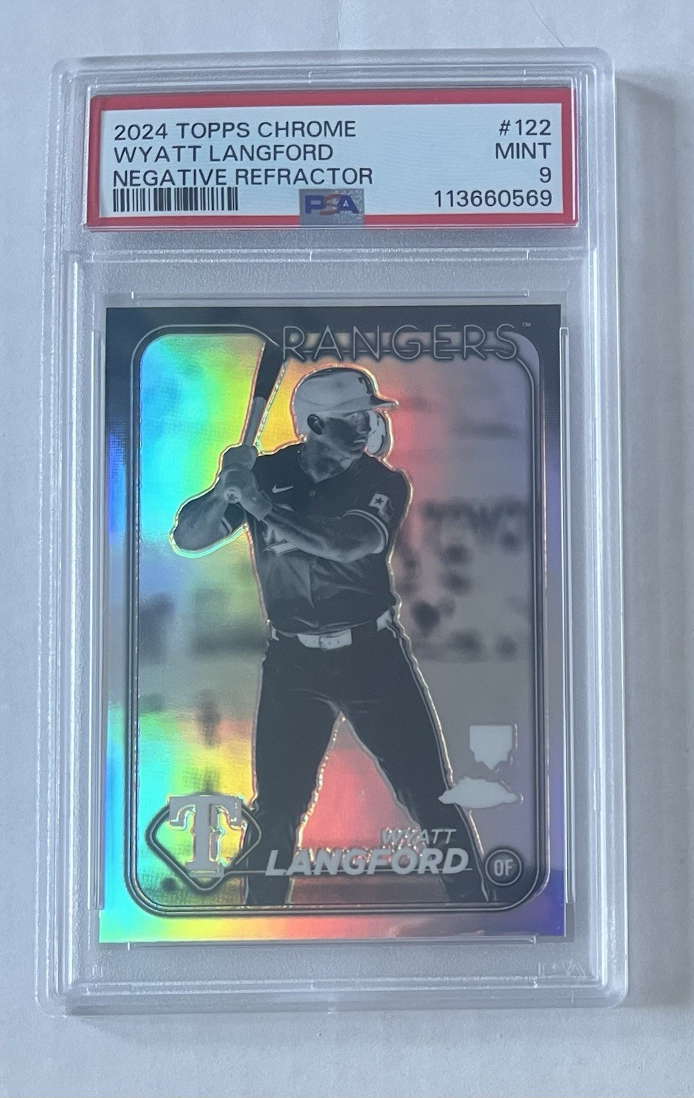 2024 Topps Chrome Wyatt Langford PSA 9 #122 Negative Refractor Rookie RC