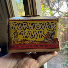 Marx Vintage Wind-Up Tin Turnover Tank Toy w/ Key in Original Box 1960s