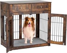 39.4'' Large Dog Crate Furniture with Cushion  Drawers for Dogs Up To 70 Lb