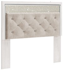 Altyra Queen/Full Glam Upholstered Panel Headboard, White