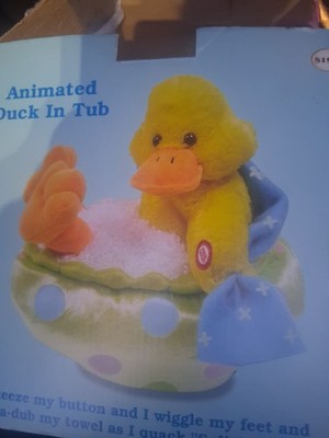 Animated Plush Bathing Duck in Tub Sings Splish Splash Easter Parade