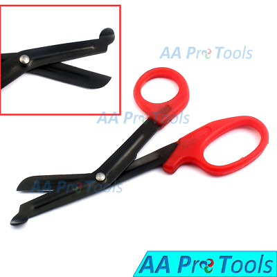Red EMT and Trauma Shears 5.5'' Fluoride Coated Blades Medical Scissors 1-Pack