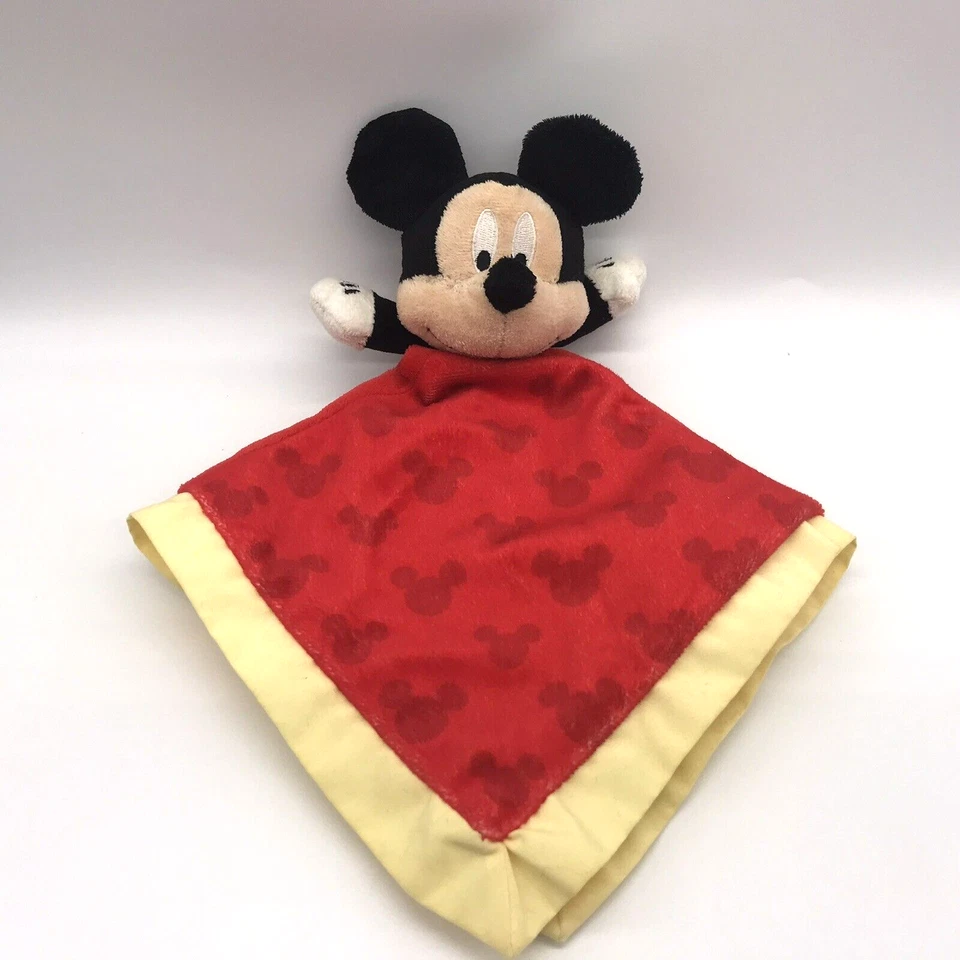 Manta de seguridad Mickey Mouse Baby Lovey Disney orejas arrugadas borde satinado sensorial Foto 2 de 4