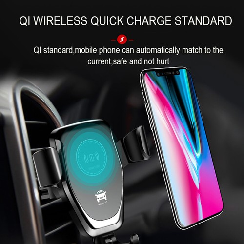 Wireless Automatic Clamping Smart Sensor Car Phone Holder Fast Charger Mount 10W - Picture 7 of 13