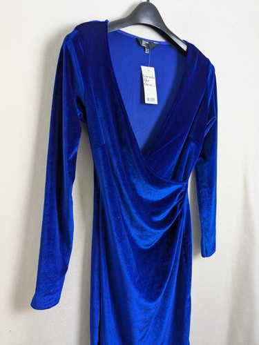 Friends like these ladies size 8 blue velvet v-neck sexy mini dress New - Picture 2 of 10