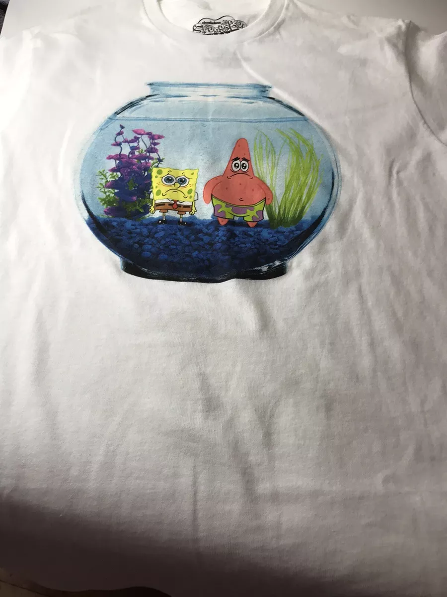 SpongeBob SquarePants T-Shirt Sad Patrick In Fish Bowl Small White Shirt