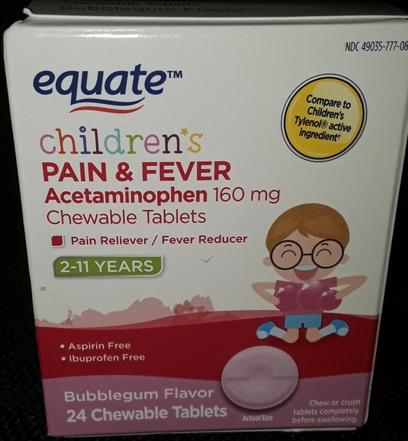EQUATE Children's Pain & Fever Acetaminophen 160 MG Bubblegum 24