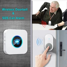 White,wireless battery operated doorbell push button, No neet plug,Move freely