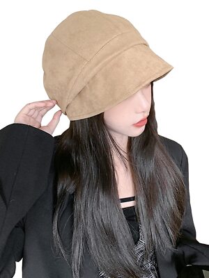 Women Visor Beret Cap Newsboy Hat Lady Baker Hat Cotton Sun Hat Khaki