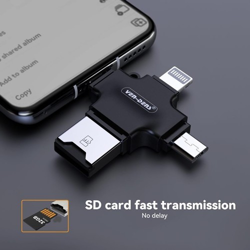 Ven-Dens 4 In 1 Mini USB OTG To USB 2.0 USB C microSD microSDXC TF Memory Card - Picture 4 of 7