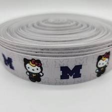 NEW 5-yards of Michigan Wolverines 7/8" wide Grosgrain Ribbon