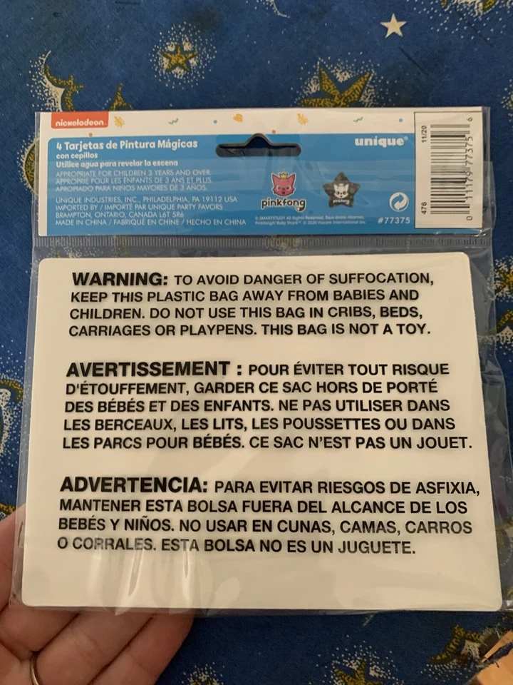 Nickelodeon Pinkfong Baby Shark 4 Tarjetas de Pintura Mágica con Pinceles NUEVO Foto 2 de 2