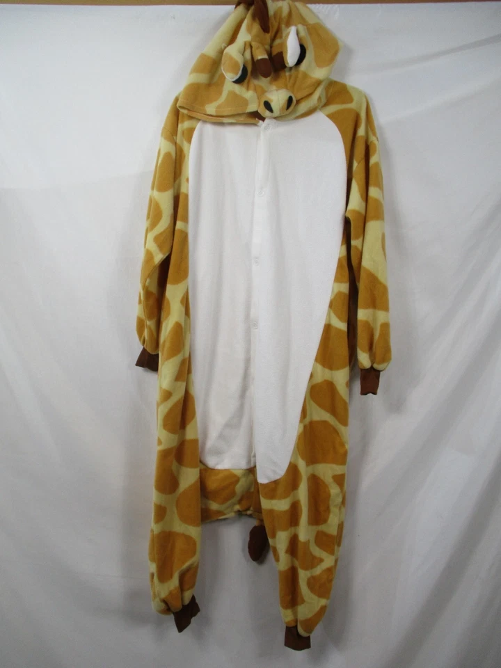 长颈鹿服装女式小号 4-6 联合西装宽松连体连帽纽扣羊毛 — 第 2/4 张图片