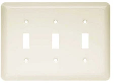 BRAINERD 64378 Triple Light Switch Stamped Steel Metal Wall Plate Cover BISQUE