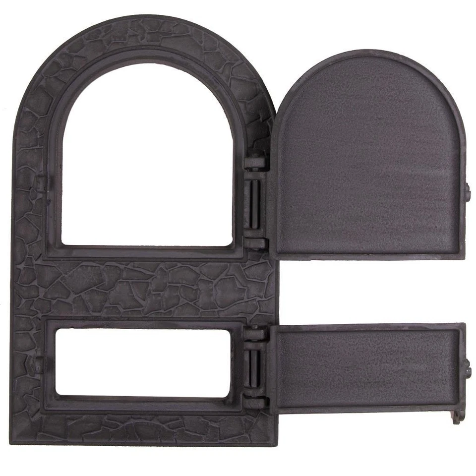 Horno de hierro fundido puerta cortafuegos arcilla pan horno puertas pizza estufa chimenea parrilla Foto 4 de 4