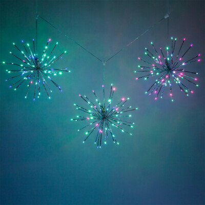 Starburst Twinkle LED Holiday Xmas Light Ball Pulsing Party Home Decor, Set of 3
