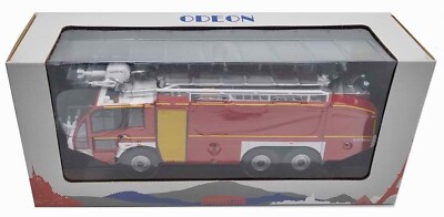 Miniature Odeon 1/43 Sides S3X VMA, Véhicule Pompiers Aéroport, Rouge/jaune/blanc
