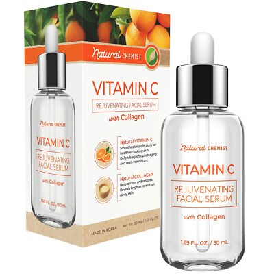 NATURAL CHEMIST VITAMIN C REJUVENATING FACIAL SERUM WITH COLLAGEN NIB 1.69FLOZ