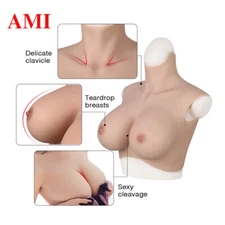 AMI Realistic Silicone Breast Forms C-G Cup Crossdresser Breastplate Fake Boobs