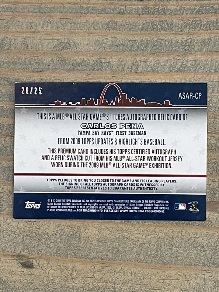 2009 Topps Update All-Star Stitches Carlos Peña Autograph Relic ASAR-CP #d 20/25 - Image 2 of 2