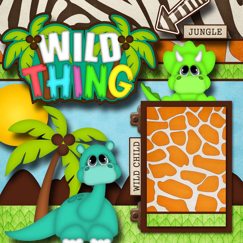 WILD THING ~ 2 páginas de álbum de recortes prefabricadas diseño de piezas de papel 4 álbumes ~ POR CEREZA Foto 3 de 4