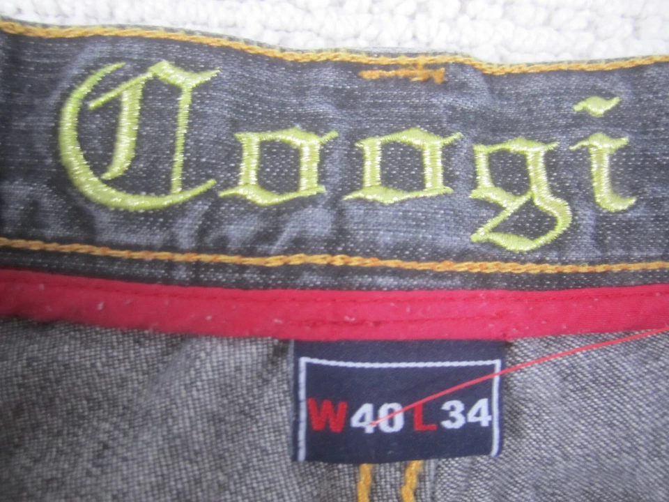 Jeans Coogi Para Hombres 40 Negros Denim Diseñador Hip Hop Y2K Círculo Bordado 40x34 Foto 3 de 4