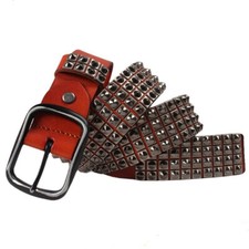 Cintura uomo metallo pesante rivetto vera pelle punk western borchiata jeans belt
