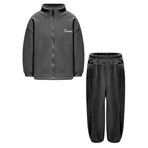 Unisex Kids Boys Girls Warm Fleece Sports Set Cycling Jacket With Sweatpants - Picture 27 of 51