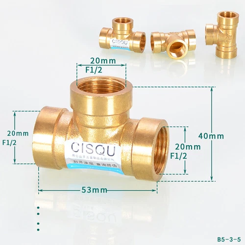 Messing Gewindefitting T-Stück Fittinge Fitting IG und AG Nippel Reduziert 1/2"