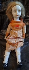 Vintage Creepy Porcelain Doll, Backwards Hand, Stuffed Body, 19"