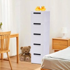 Wardrobe Vertical Tall Dresser Storage Organizer Tower With 5 Drawers Closet
