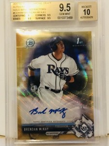 2017 Bowman Chrome Draft Brendan McKay Gold Wave Refractor Auto #/50 BGS 9.5/10