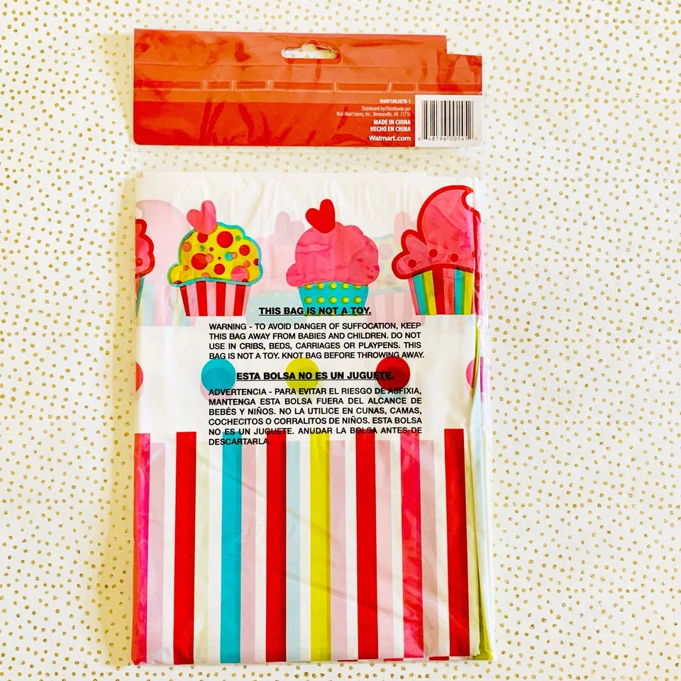 Cupcake Plástico Cubierta de Mesa Fiesta de Cumpleaños Rosa Blanco, 54 in x 108 Fiesta Foto 2 de 2