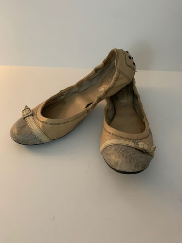 TODS Brown Taupe "Dee" Toe cap buckle Ballet Flat Driving shoes 39 - Picture 1 of 11