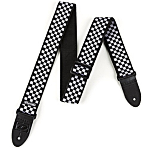 NEW Dunlop D38-31BK B&W Check Guitar Strap - WHITE & BLACK - Picture 1 of 1