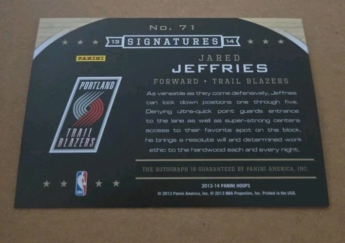 2013-14 NBA Hoops Signatures Jared Jeffries Auto - Image 2 of 2