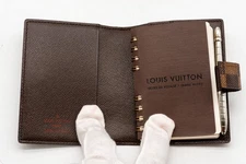 Louis Vuitton Damier Ebene Agenda Mini Day Planner Cover R20705 w/ Inserts & Pen